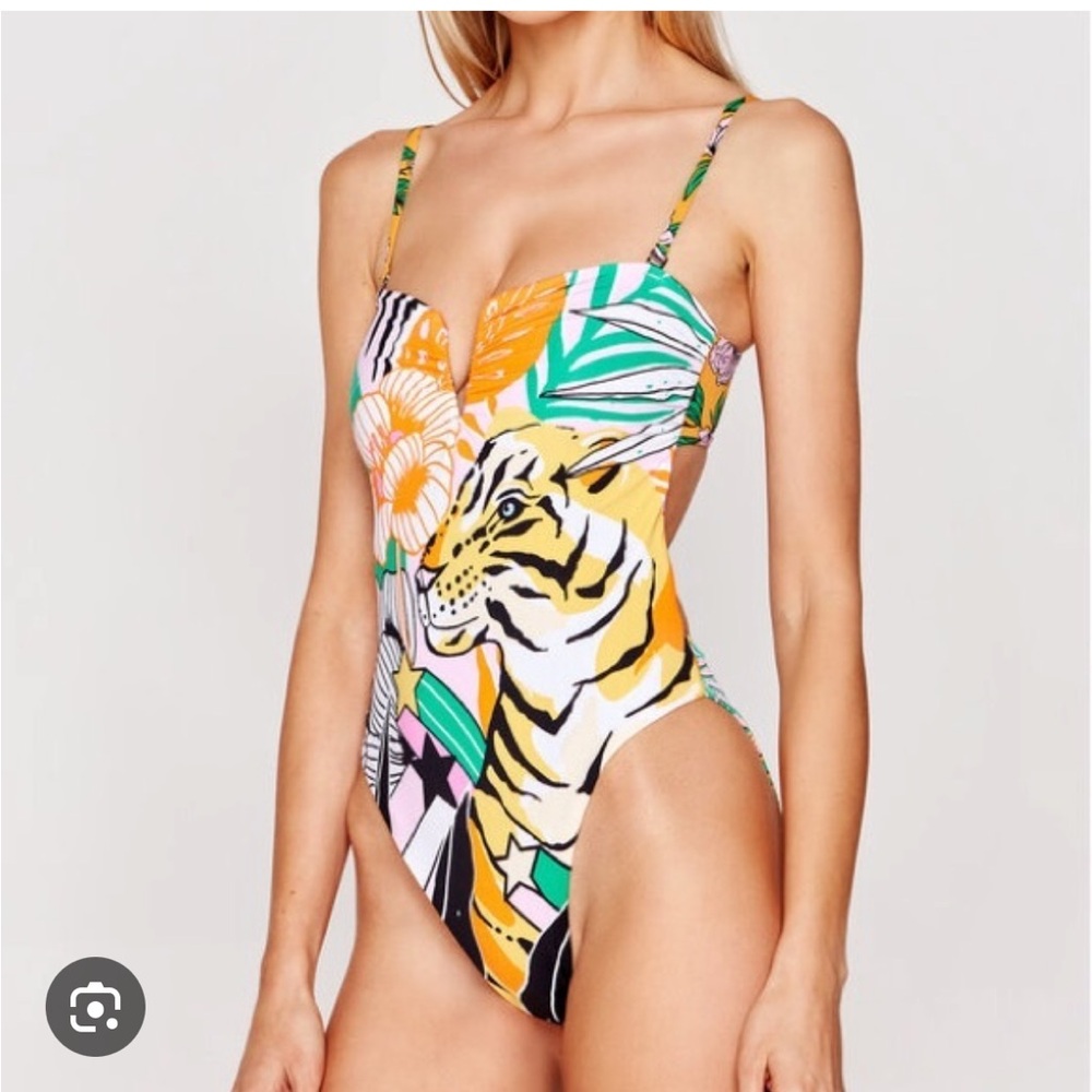 Maaji Tropical Tiger Print One-Piece Swimsuit in Yellow, Green, Black, White